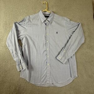 Ralph‎ Lauren Mens XL Blue Checkered Long Sleeve Button Down Shirt